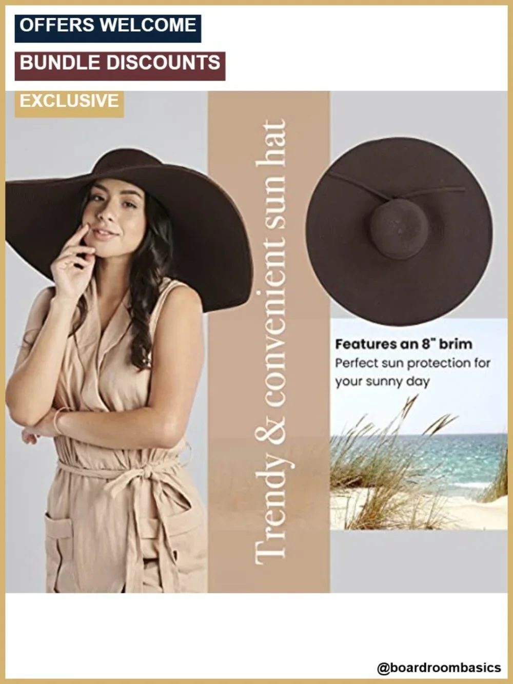 Adjustable UPF 50 Sun Hat Wide Brim Floppy Ultrabraid Hat
